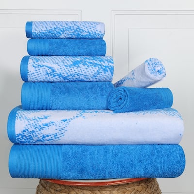 Superior Cotton Quick-Drying Solid and Marble 8 Piece Towel Set
