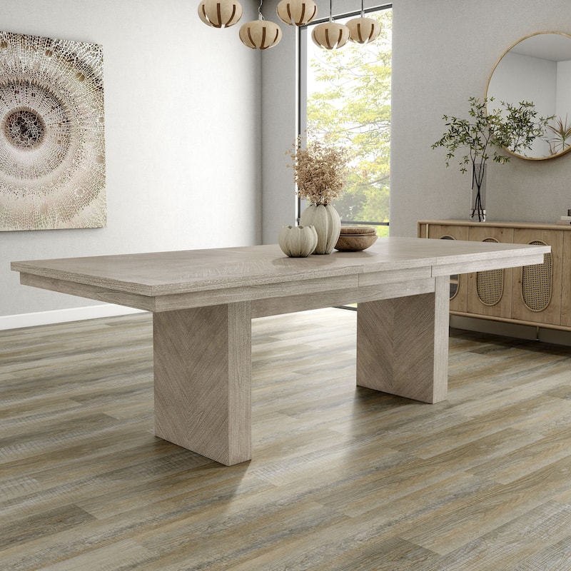 Furniture of America Yetaria Modern Farmhouse Natural 94-inch Solid Wood Extendable Dining Table - Natural