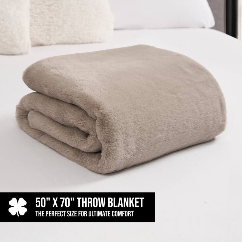 Lucky Brand Solid Synthetic Fur Rabbit 50" x 70" Throw Blanket