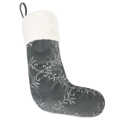 Homey Cozy Floral Velvet Embroidered Christmas Stocking