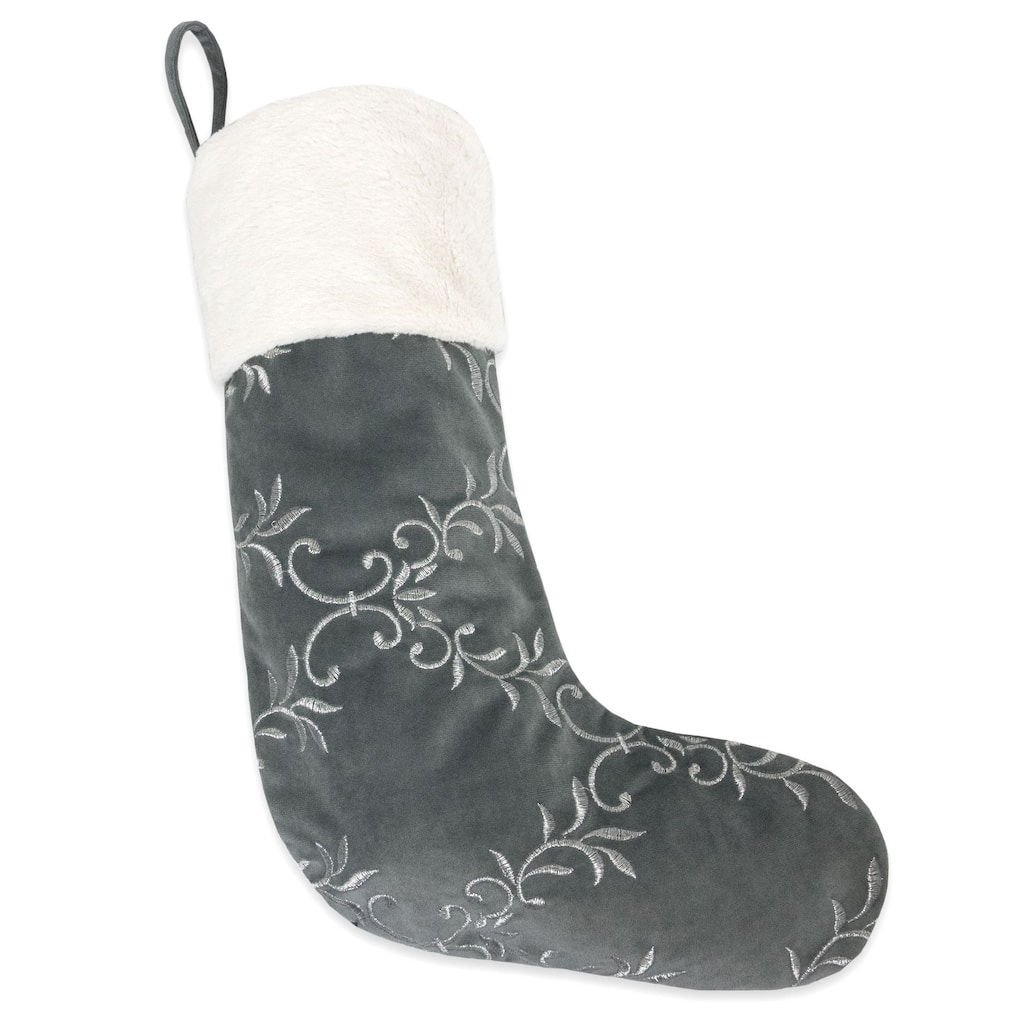 Homey Cozy Floral Velvet Embroidered Christmas Stocking