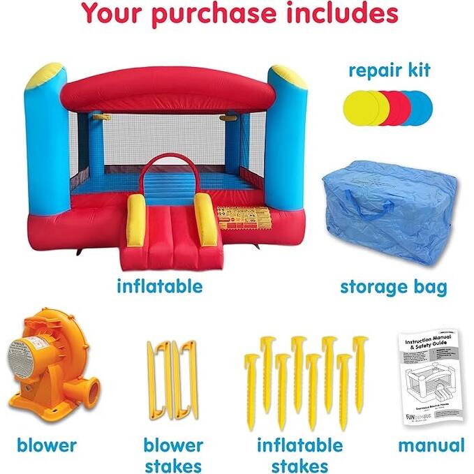 Funormous Enormous Giant Bounce House for Kids, Indoor Outdoor Inflatable Huge Bouncy Castle with Double Basketball Hoops