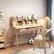 preview thumbnail 2 of 20, Kids Desk and Chair Set with Hutch, Wooden Study Desk for Bedroom Natural