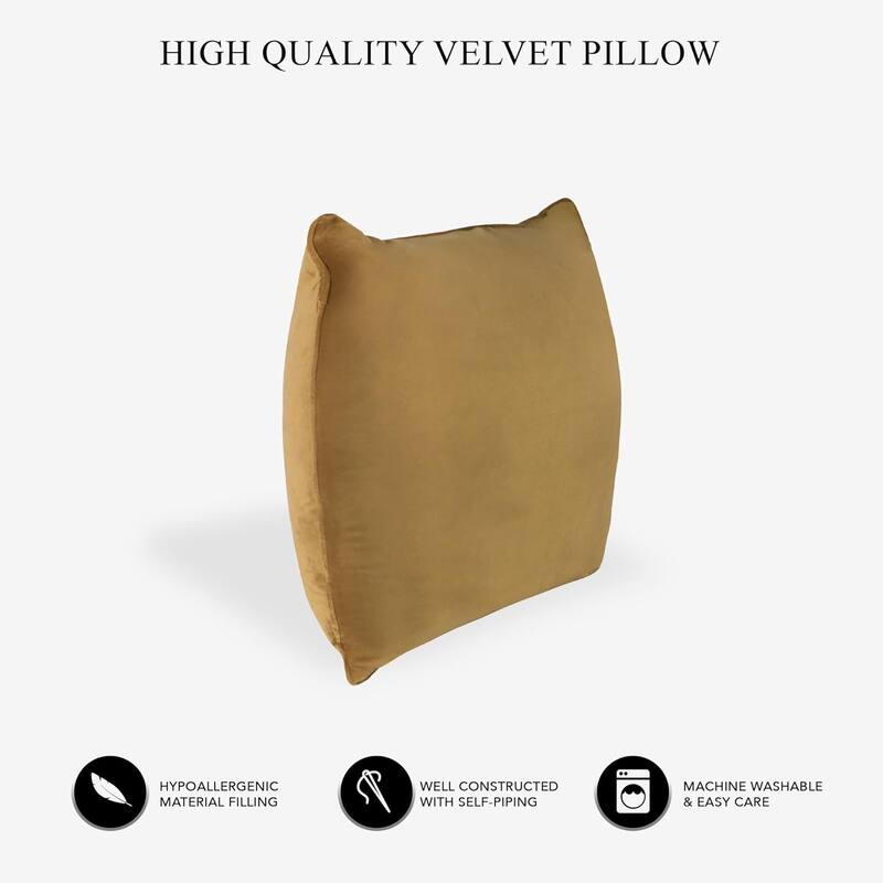 A1HC Velvet Throw Pillow Insert, Hypoallergenic Down Alternative Fill, Pack of 1