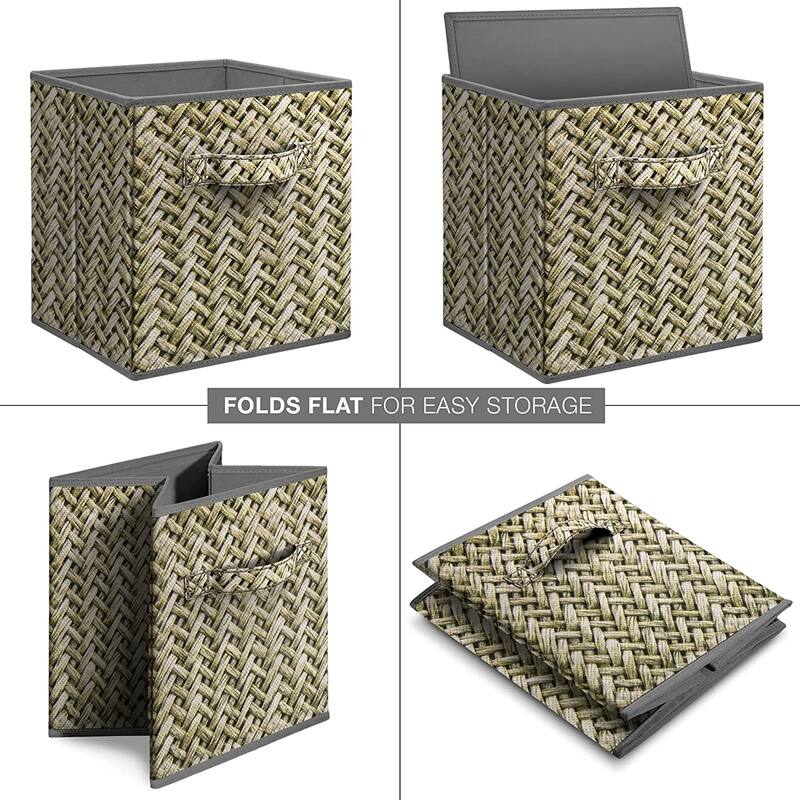 Sorbus Foldable Storage Cube Basket Bin (4 Pack, Woven Print - Gray)