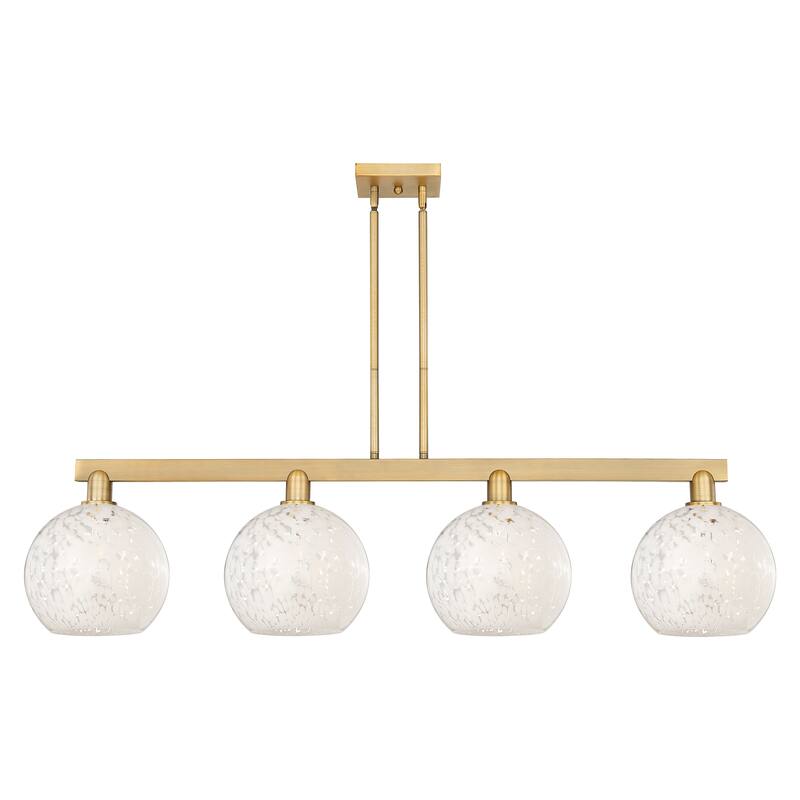 Innovations Lighting Endless Possibilities Arcadia - White Mouchette - 4 Light 53" Stem Hung Island Light - Brushed Brass