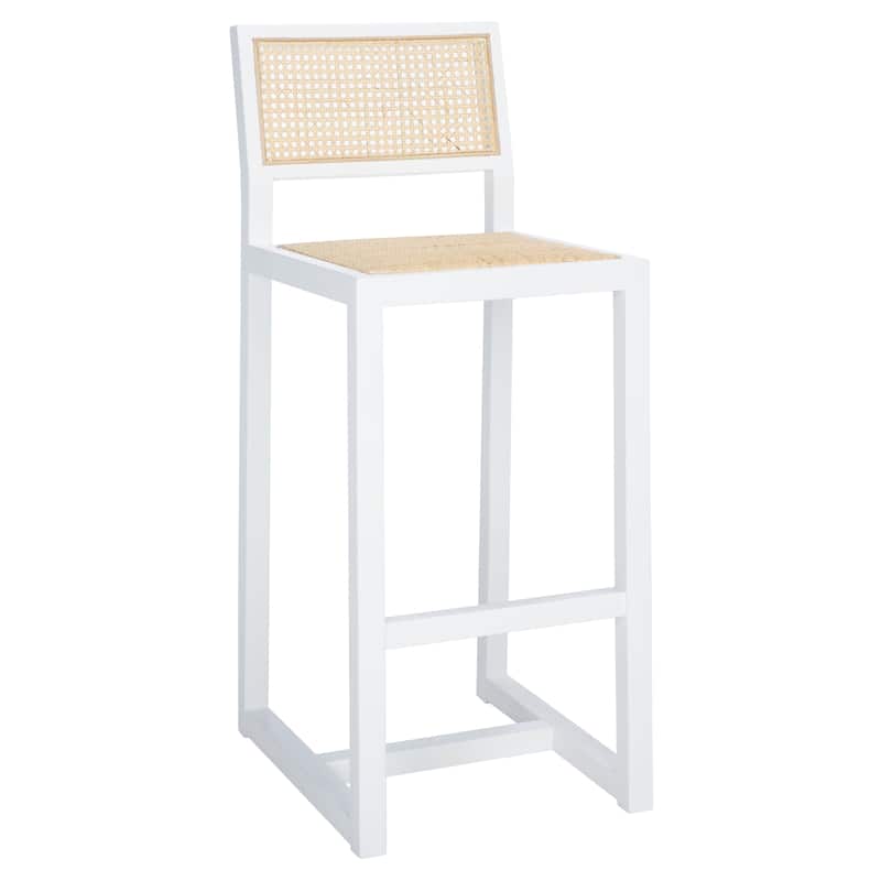 SAFAVIEH Evangeline Rattan Bar Stool - 16" W x 19" D x 41" H - 16Wx19Dx41H