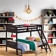 preview thumbnail 36 of 41, Square Design Twin/Full Wood Bunk Bed with Ladder