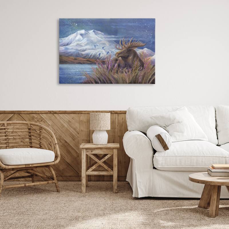 Stupell Moose & Snowy White Mountain Canvas Wall Art Design By Jody Bergsma