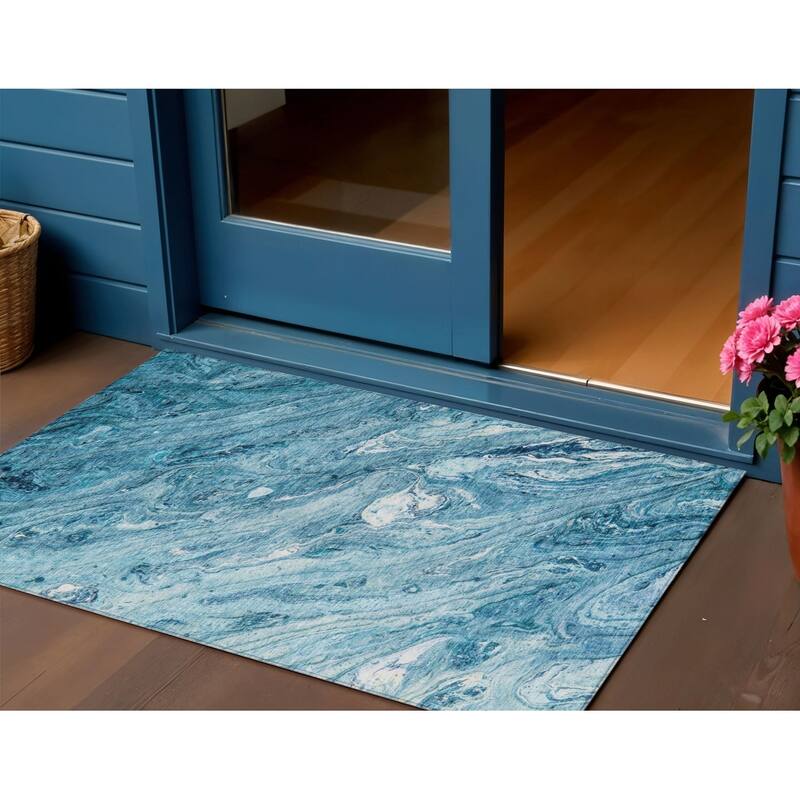HomeRoots Abstract Transitional Rectangle Outdoor Rug - 3' x 5'