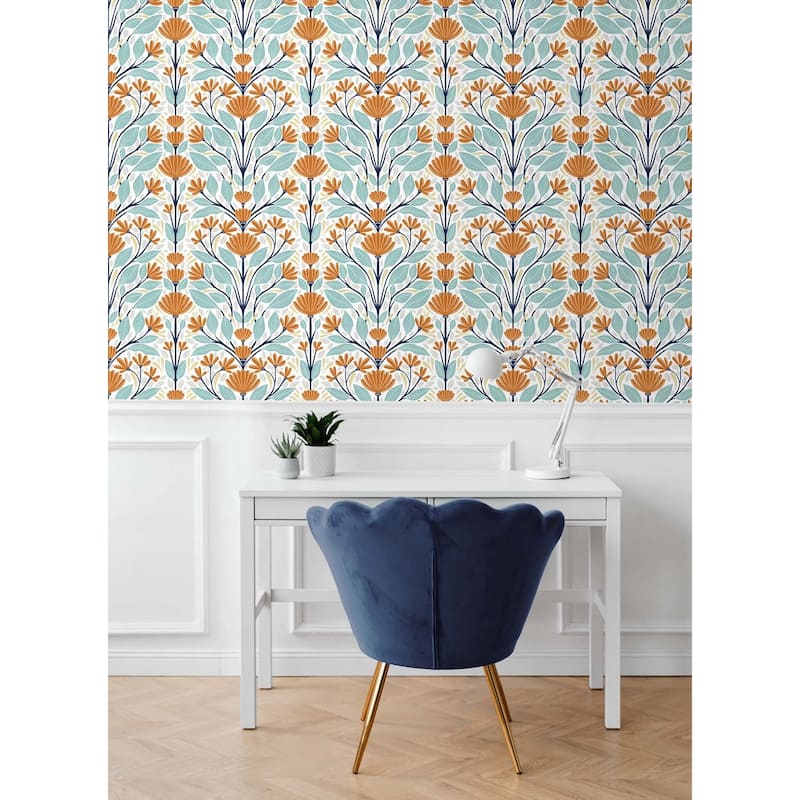 NextWall Folk Floral Peel and Stick Wallpaper