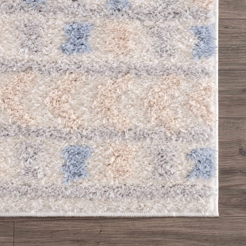 Tilos Moroccan Trellis Farmhouse Shag Area Rug