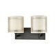 preview thumbnail 1 of 3, Ashland 2-Light Vanity Lamp in Matte Black with Webbed Organza and White Fabric Shades
