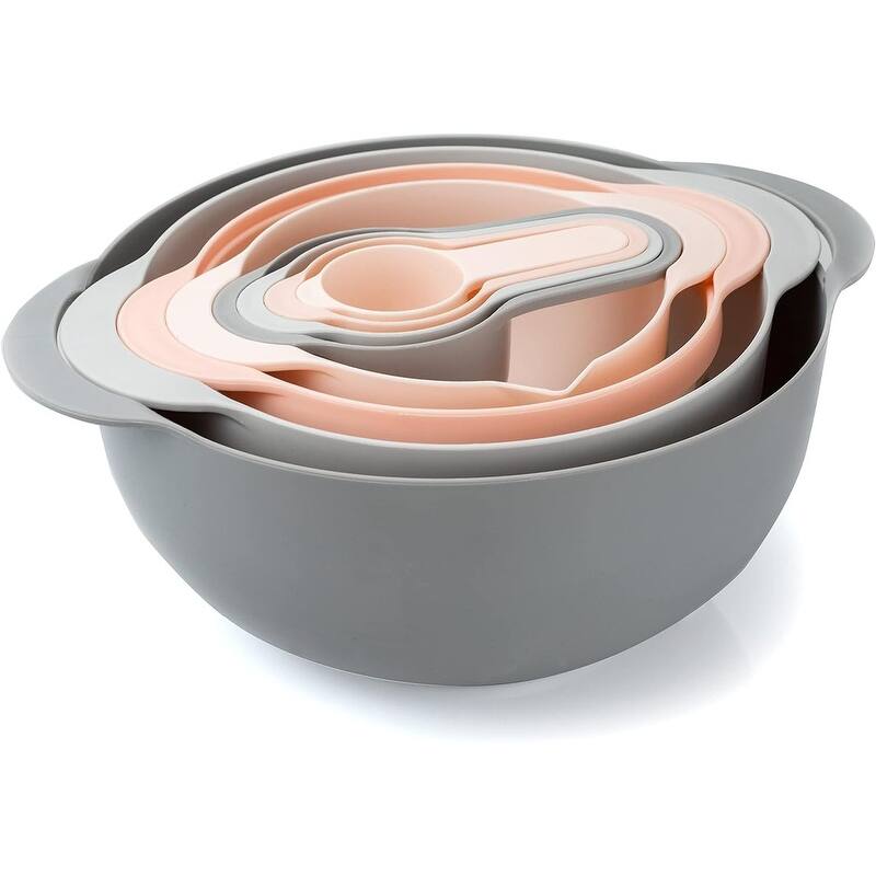 COOK WITH COLOR Nesting Bowls with Measuring Cups Colander and Sifter Set - Pink