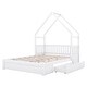 preview thumbnail 8 of 15, Wood Queen Size House Platform Bed with Guardrail and 2 Drawers