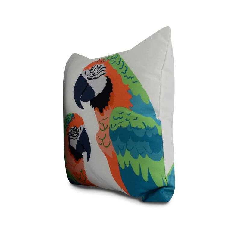 20 x 20 Inch Macaw Close Up Animal Print Outdoor Pillow