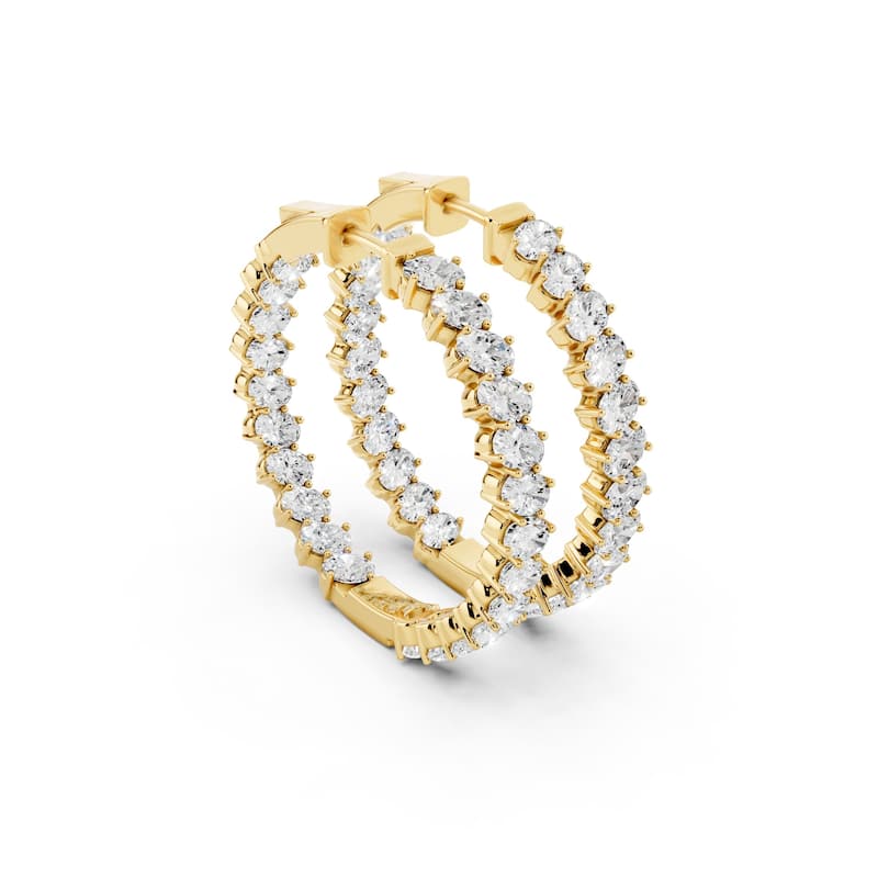 Auriya 14k Gold 4 1/3ctw Oval Hoop Lab Grown Diamond Earrings (F-G VS)