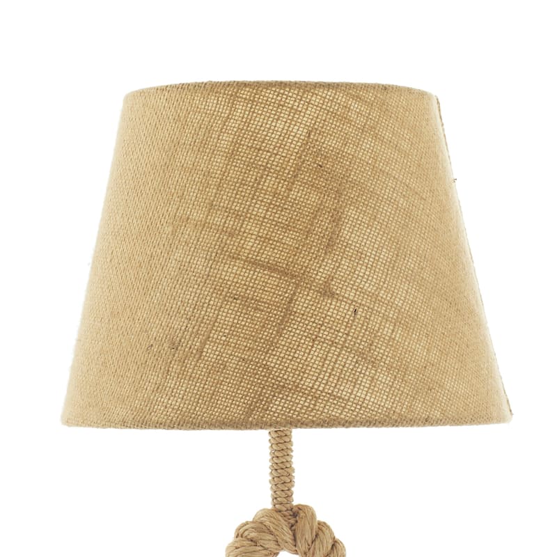 Brown Jute Rope Twisted Rope Room Floor or Table Lamp with Cream Linen Shade