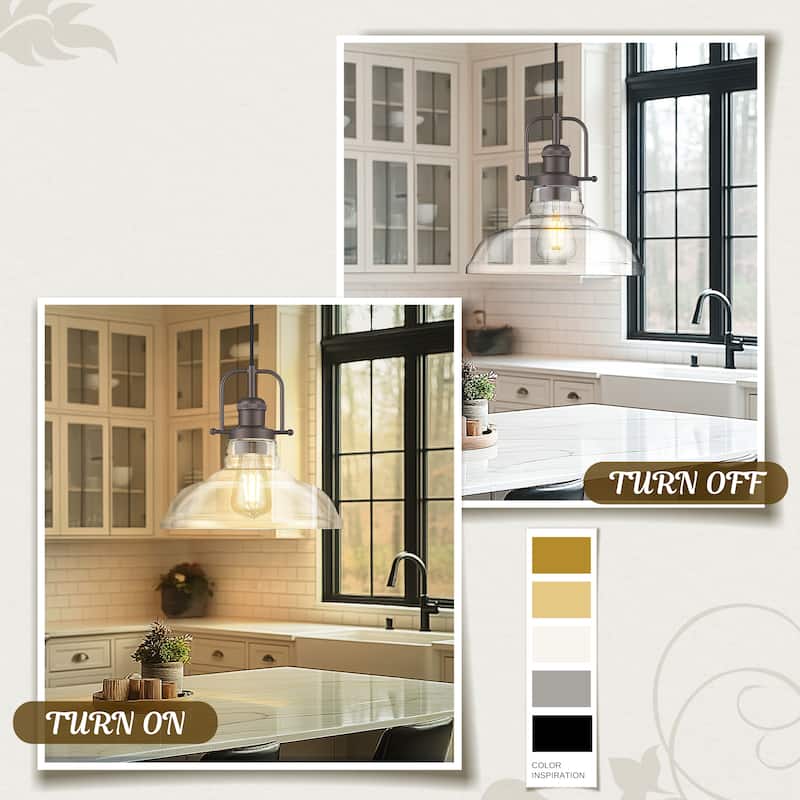 Clear Glass Dome Pendant Light Farmhouse Style