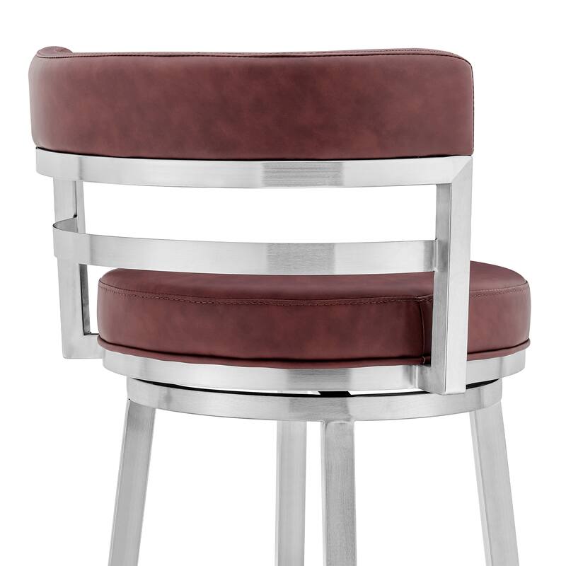 Madrid Modern Swivel Bar Stool, Upholstered Counter Height Chair with Metal Frame