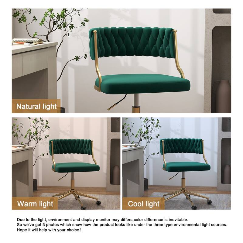 Velvet Home Desk Chair Office Swivel Chair with Wheels and Gold Base