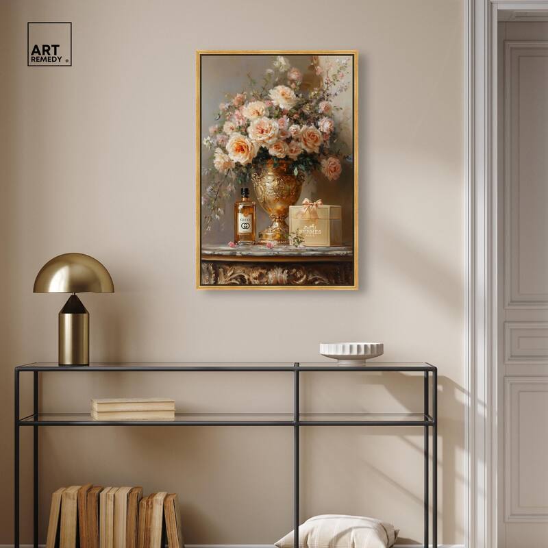 Classical Vase Tans and Floral Canvas by Art Remedy