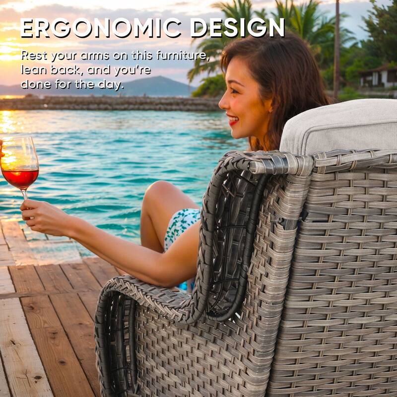 Outdoor Patio Sectional Sofa Couch with Fire Pit Table - Grey