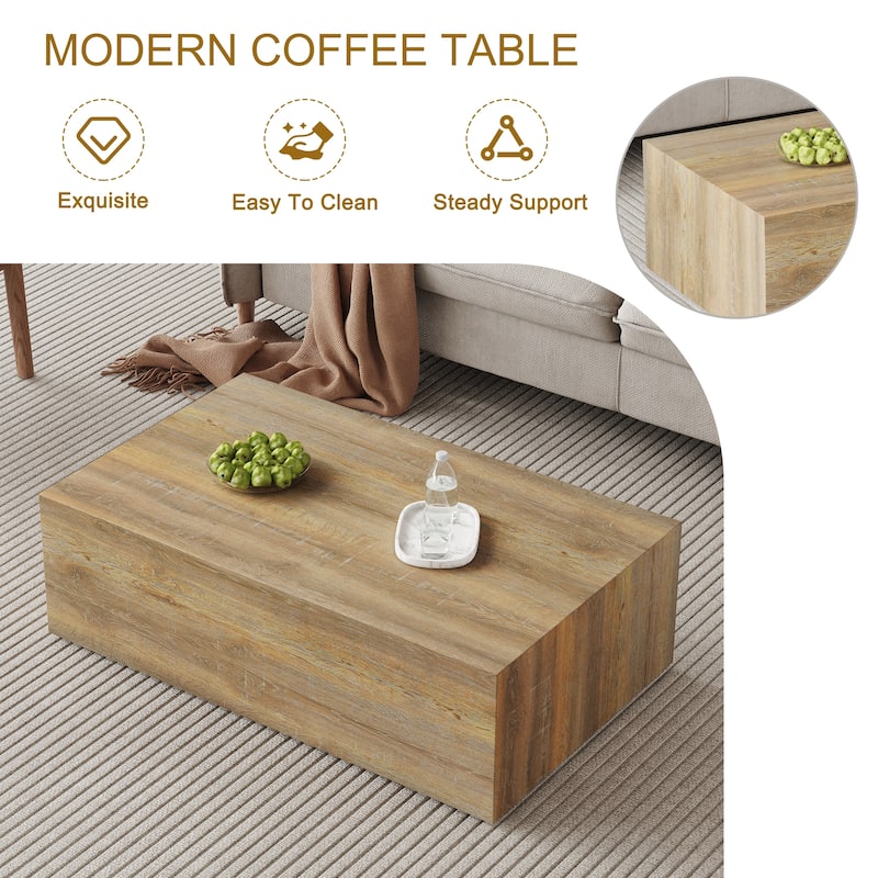 Elevate your living space With this MDF Coffee Table that showcases smooth, light Wood color texture patterns,39.3*23.6*12