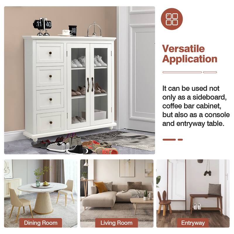 Costway Buffet Sideboard Table Kitchen Storage Cabinet w/ Drawers &