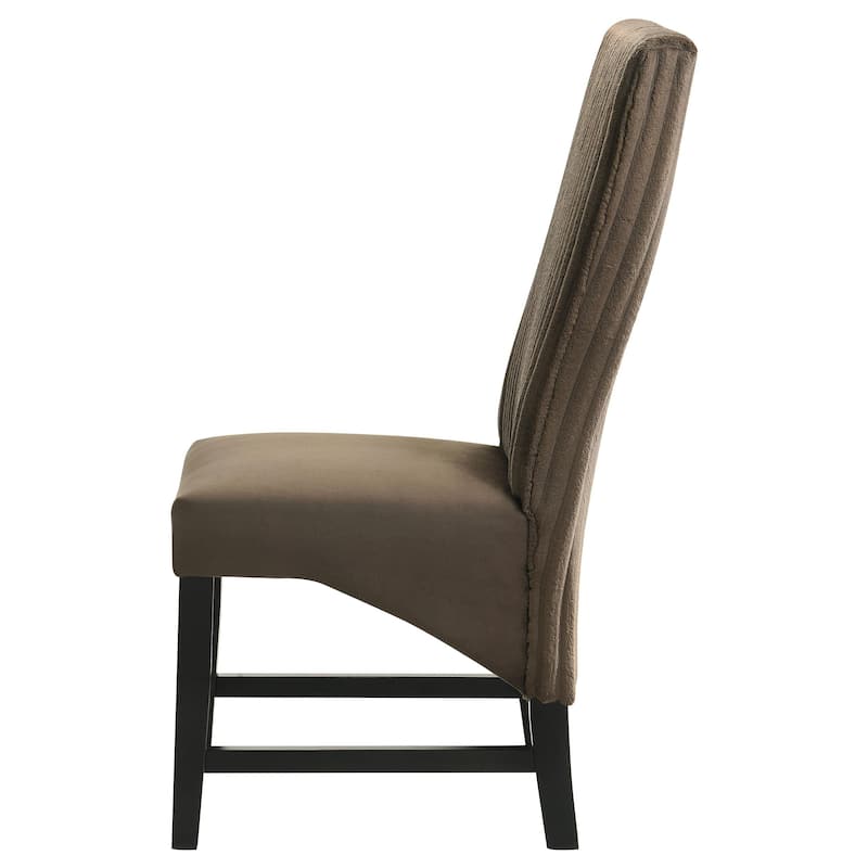 Ranna Dining Chair Set of 2, Brown Velvet Foam Cushions, Hardwood