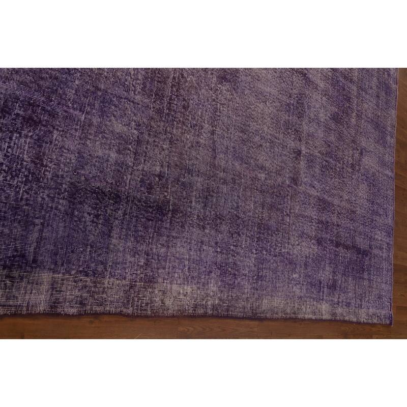 Distressed Anatolian Turkish Vintage Rug Handmade Purple Wool Carpet - 8'1" x 11'8"