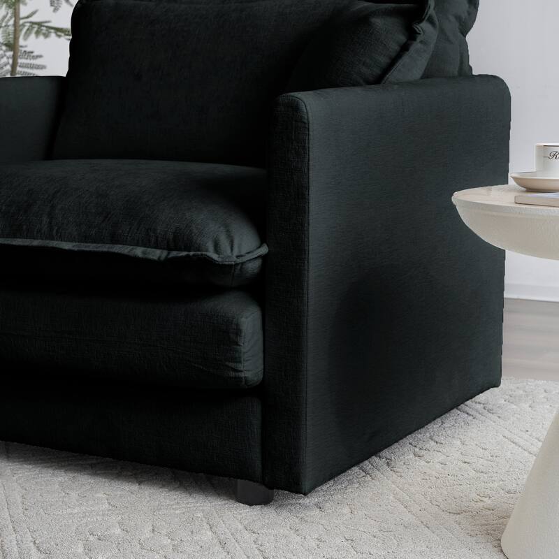 Modern Accent Chair with Ottoman, Living Room Club Chair Chenille Upholstered Armchair , Reading Chair for Bedroom