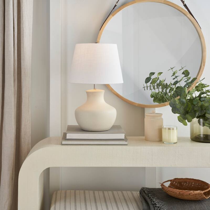 Nourison 18" Smooth Ceramic Gourd Table Lamp