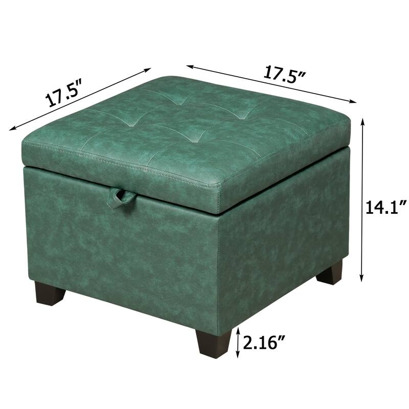 Adeco Faux Leather Tufted Flip Top Storage Ottoman