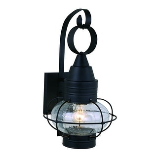 VAXCEL Chatham 18 in. H 1-Light Black Coastal Outdoor Wall Sconce, Durable Steel, Clear Seeded Glass Shade, LED Compatible