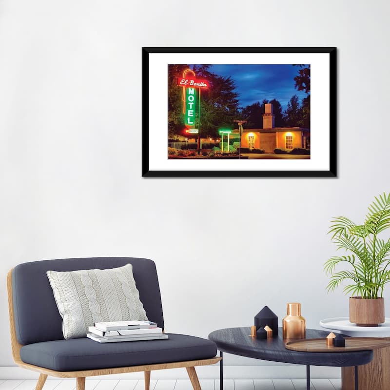 iCanvas "Neon Lights Of A Roadside Motel, El Bonita, St Helena, Napa Valley, California" by George Oze PFA
