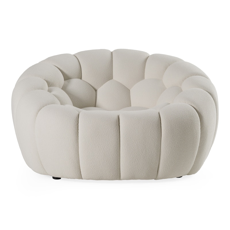 Divani Casa Yolonda Modern Curved Off-White Fabric Chair