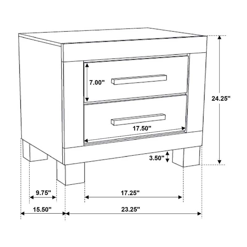 2 Drawers Wooden Nightstand in Golden Brown