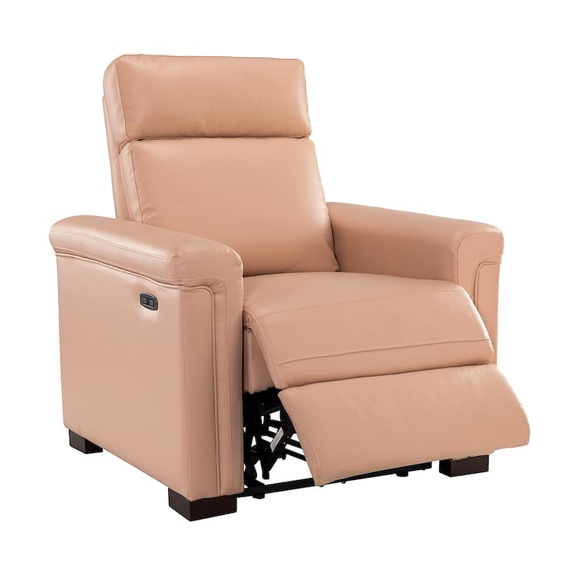 Alicia 34.65" Wide Contemporary Classic Genuine Leather Power Recliner With USB Port, Set of 2
