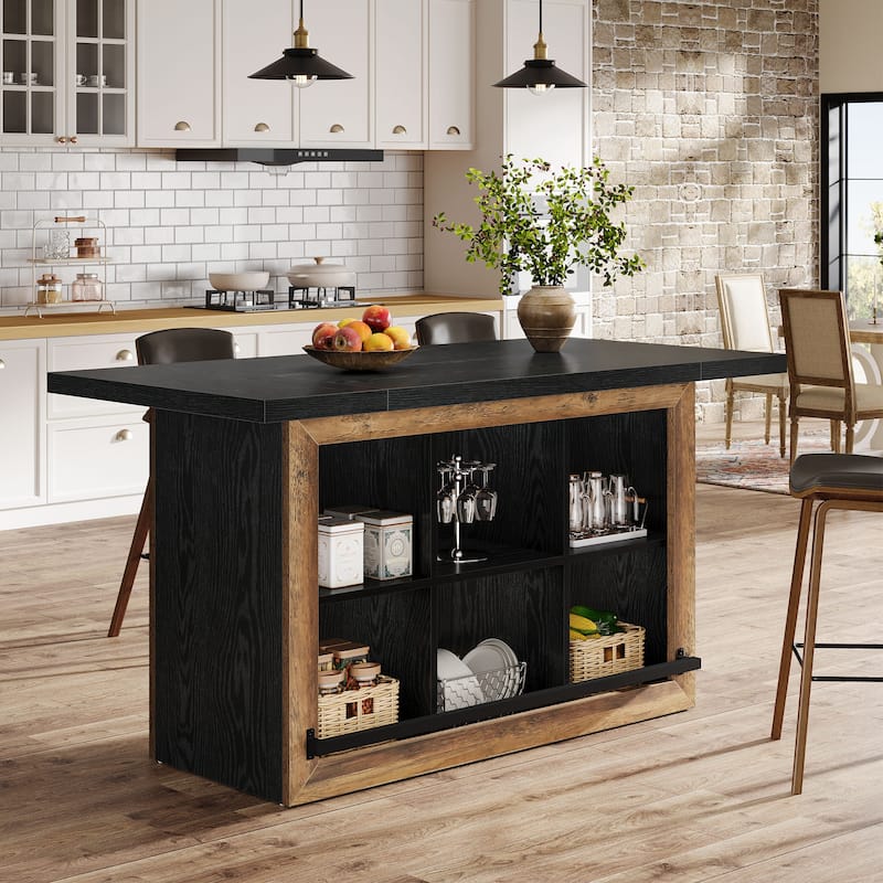 Kitchen Island with 6 Cubbies, Counter Height Kitchen Island Table