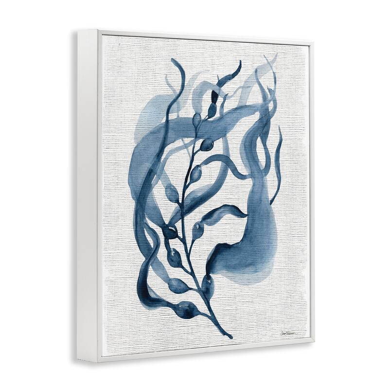 Stupell Fluid Blue Herb Leaf Framed Giclee Art Design By Carol Robinson