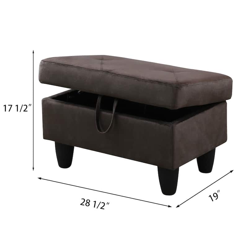 Espresso Velvet Storage Ottoman Rectangle Footstool