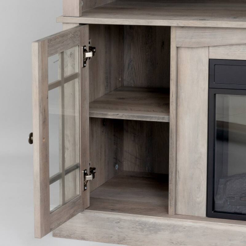 58Inch / 47Inch Fireplace TV Stand Media Furniture With Open Storage Shelves Cabinets TVs Entertainment Table For Living Room