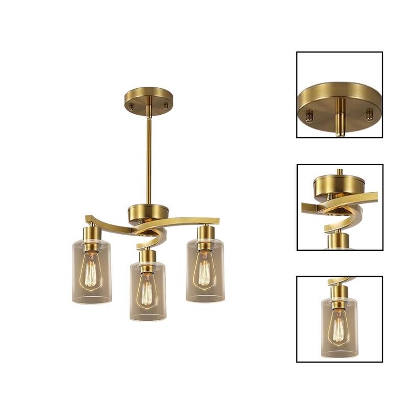 3 Light light bulb gold light fixture glass, metal kitchen light