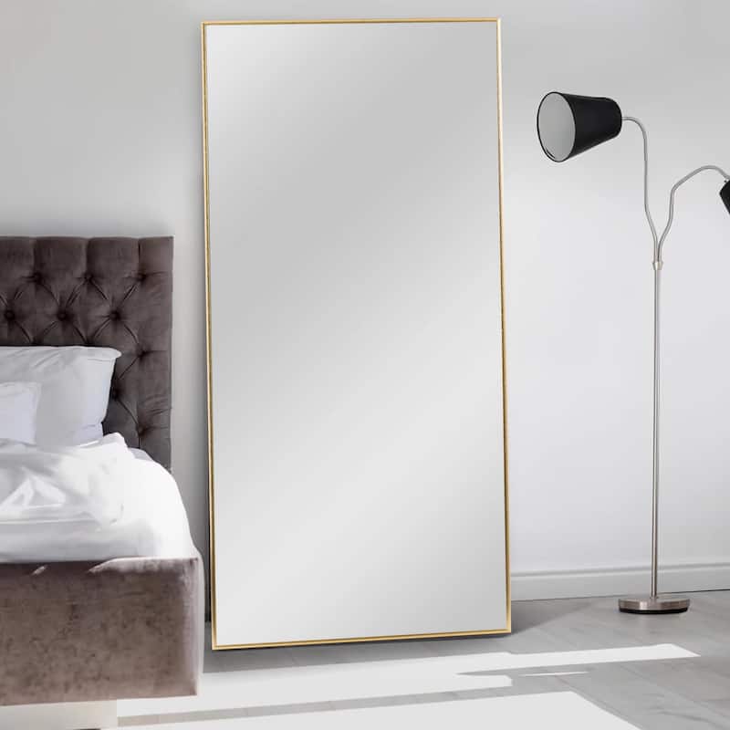 Modern Aluminum Alloy Slim Framed Full-length Floor Mirror - 70x32 - Gold