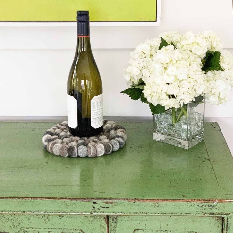 The Curated Nomad Southard Neutral Felt Ball Trivet