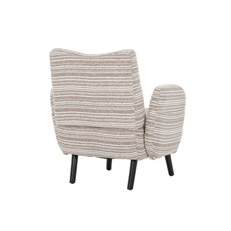 Boucle Upholstered Lounge Armchair, Reading Chair with Side Storage Pocket, Single Sofa Chair with Solid Wood Legs