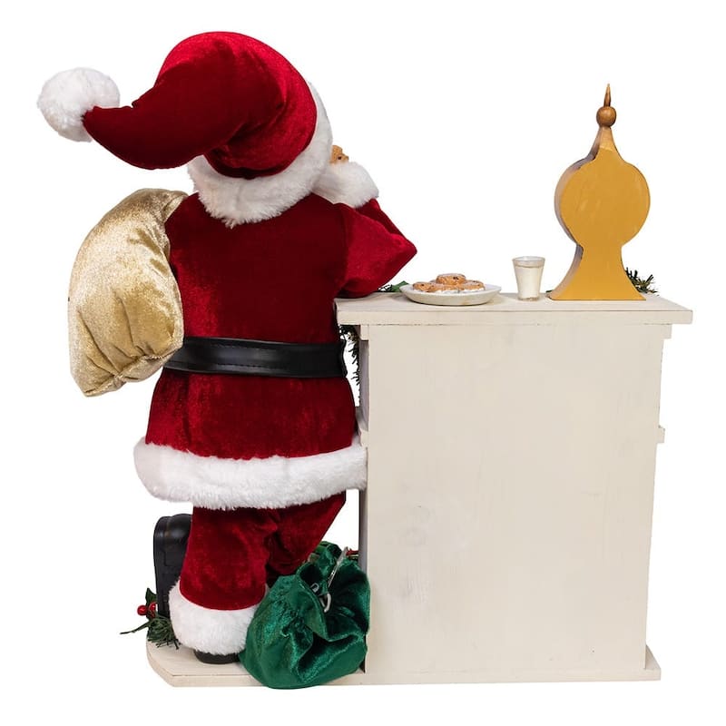 Kurt Adler 17-Inch KSA Kringles Santa with LED Fireplace Mantle