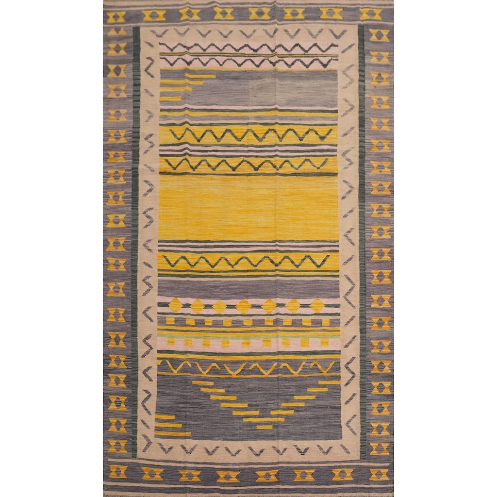 Hand Woven Southwestern Wool Multi-Colored Geometric Area Rug - 9' 8'' X 6' 3''
