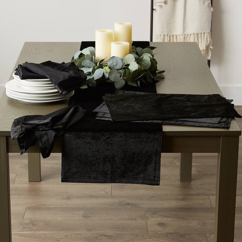 DII Black Velvet Table Runner